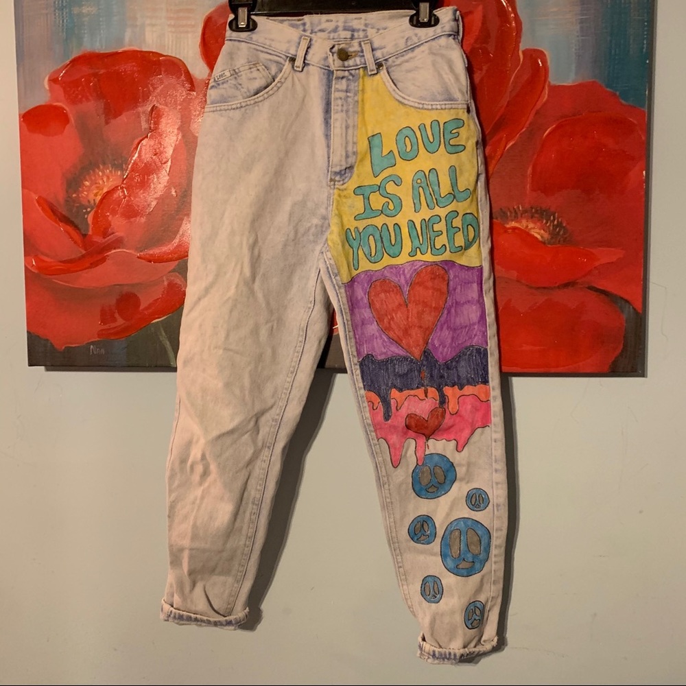 Vintage size 24 0 hand drawn Lees mom jeans